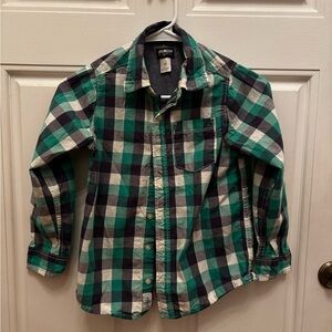 OshKosh B'gosh Green and Navy Plaid Button-Down Shirt
